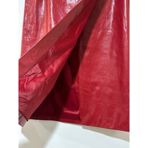 J.CREW Collection Wrap Skirt Berry Sangria Faux Patent Leather Size 8 NWT Lined - Picture 8 of 16